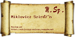 Miklovicz Szirén névjegykártya